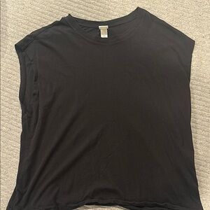 H&M Black Sleeveless Muscle Tee Relaxed Fit